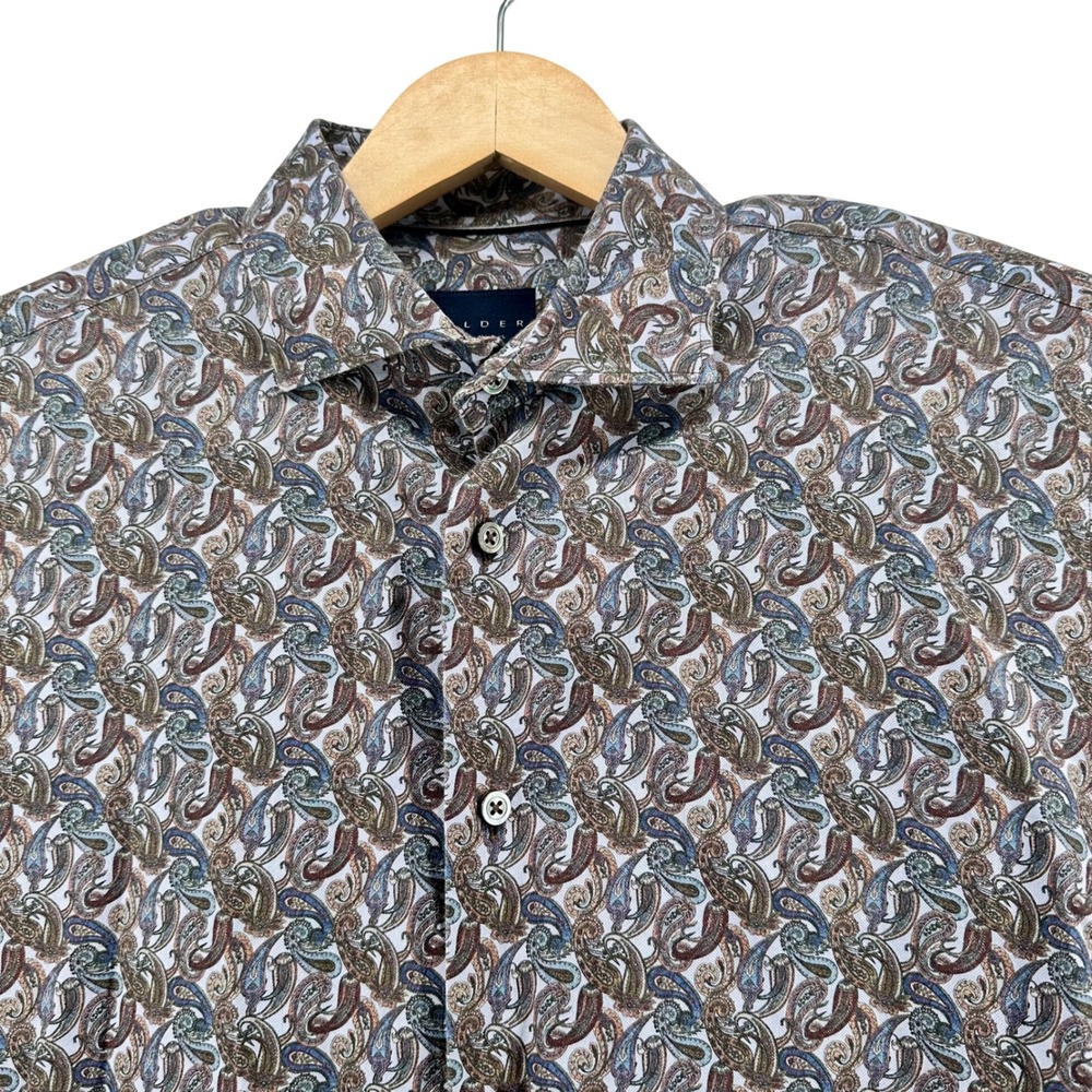 Calder Carmel Mens Paisley Button Down L Shirt Blue Brown Limited Edition 1/150